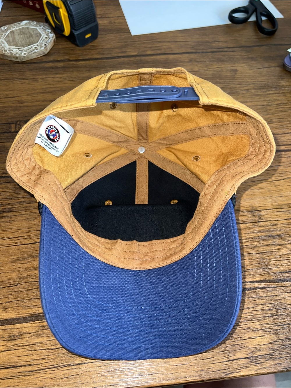 Grateful Dead Dancing Skeletons Snapback Hat Tan Blue Trucker Cap- OS - Picture 4 of 5